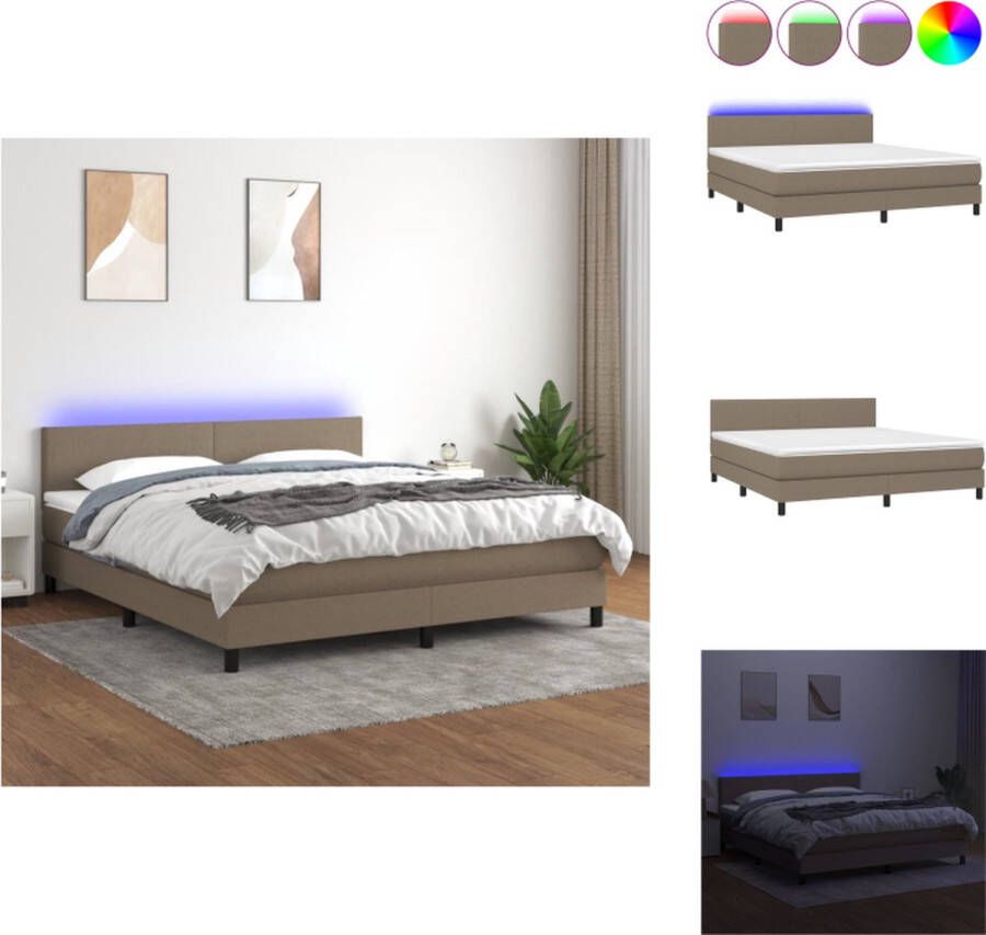 VidaXL Boxspring Bed Taupe 203 x 180 cm LED Duurzaam materiaal Bed