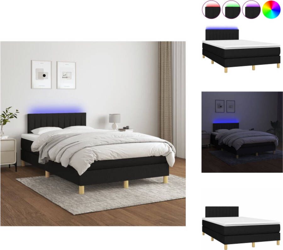 VidaXL Boxspring Bed Zwart 203 x 120 cm LED-lampjes Bed