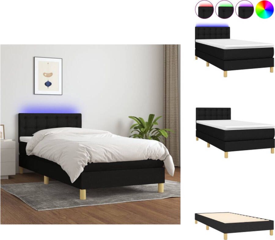 VidaXL Boxspring Bed Zwart 203x80x78 88 cm Met verstelbaar hoofdbord Kleurrijke LED-verlichting Pocketvering matras Huidvriendelijk topmatras Inclusief LED-strip Bed - Foto 5