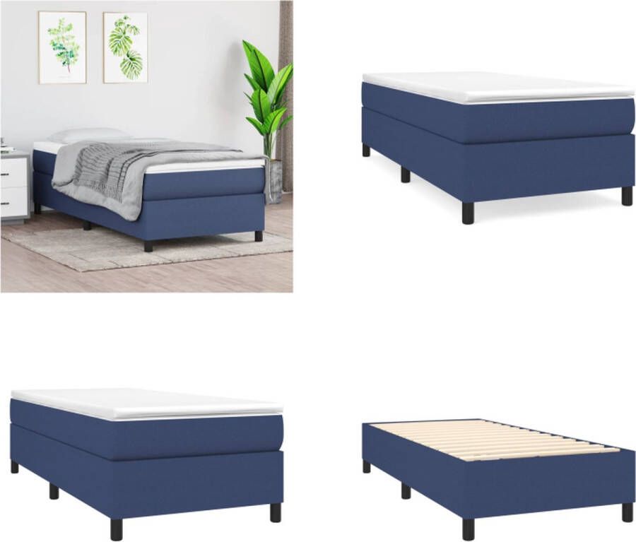 VidaXL Boxspring Bedframe Blauw 100x200 cm Stof Boxspring Bedframe Boxspring Bedframes Bed Slaapkamer Meubel