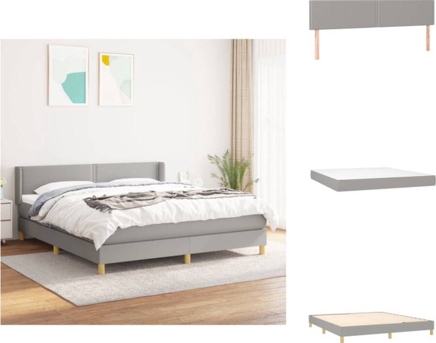 VidaXL Boxspringbed Pocketvering matras Hoofdbord verstelbaar Middelharde ondersteuning Huidvriendelijk topmatras Lichtgrijs 203x183x78 88cm Bed