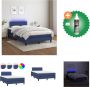 VidaXL Boxspring blauw stof 203x120x118 128 cm verstelbaar hoofdbord kleurrijke LED-verlichting pocketvering matras huidvriendelijk topmatras inclusief montagehandleiding USB-aansluiting Bed Inclusief Reiniger - Thumbnail 18