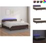 VidaXL Boxspring Bruin 203 x 160 x 78 88 cm Duurzaam Kunstleer Verstelbaar Hoofdbord Kleurrijke LED-verlichting Pocketvering matras Huidvriendelijk topmatras Inclusief LED-strips Bed - Thumbnail 1