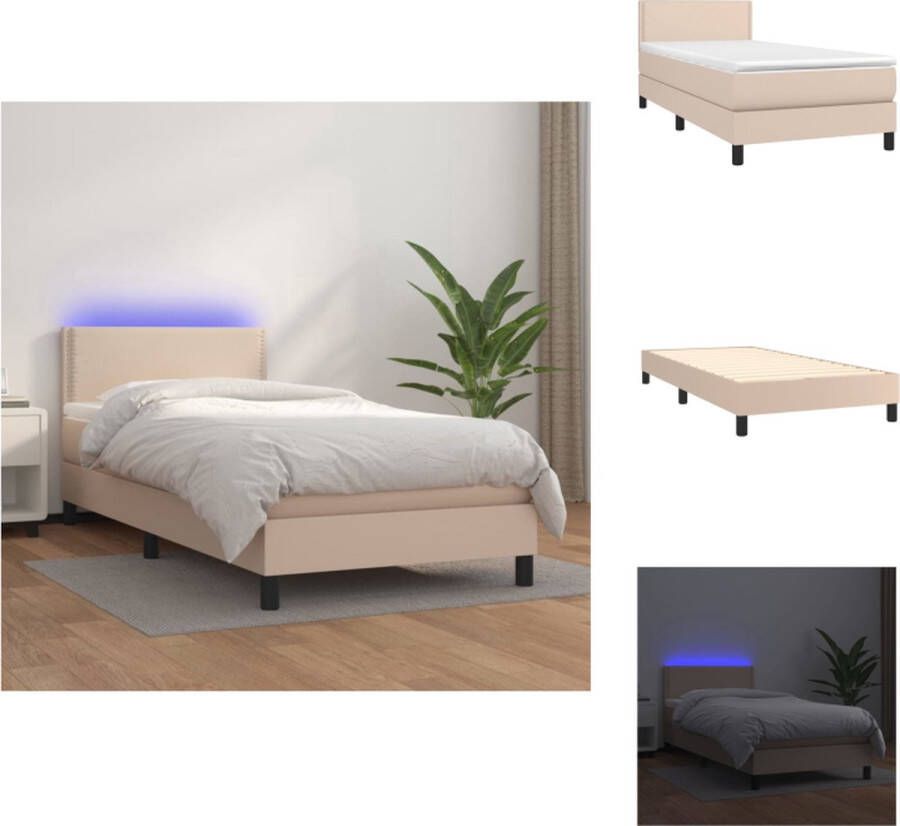 VidaXL Boxspring Cappuccino LED 203 x 80 x 78 88 cm Duurzaam kunstleer Bed