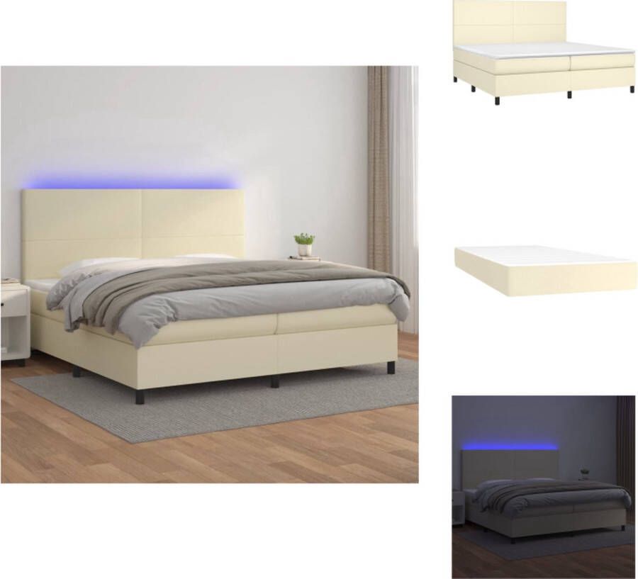 VidaXL Boxspring Crème LED 203x200 Duurzaam kunstleer Bed
