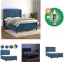 VidaXL Boxspring Donkerblauw 193 x 147 x 118 128 cm Fluweel Pocketvering Huidvriendelijk Bed Inclusief Reiniger - Thumbnail 1