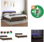 VidaXL Boxspring donkerbruin 203x180x78 88 cm met verstelbaar hoofdbord en kleurrijke LED-verlichting Bed Inclusief Reiniger - Thumbnail 2