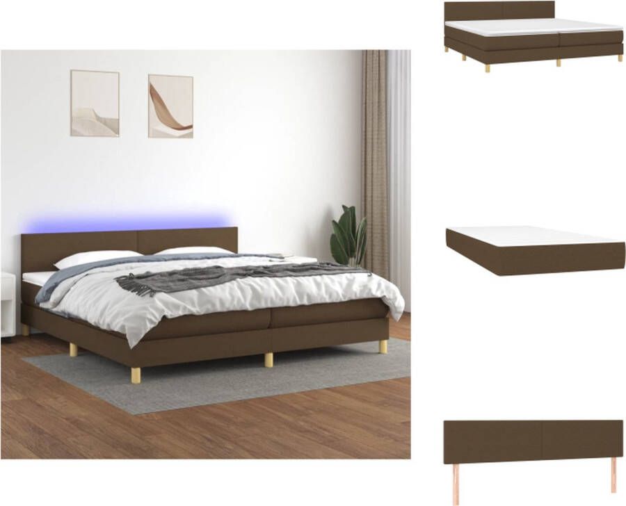 VidaXL Boxspring LED Donkerbruin 203 x 200 x 78 88 cm Verstelbaar hoofdbord Pocketvering matras Duurzaam materiaal Kleurrijke LED-verlichting Huidvriendelijk topmatras Montagehandleiding inbegrepen Bed - Foto 5