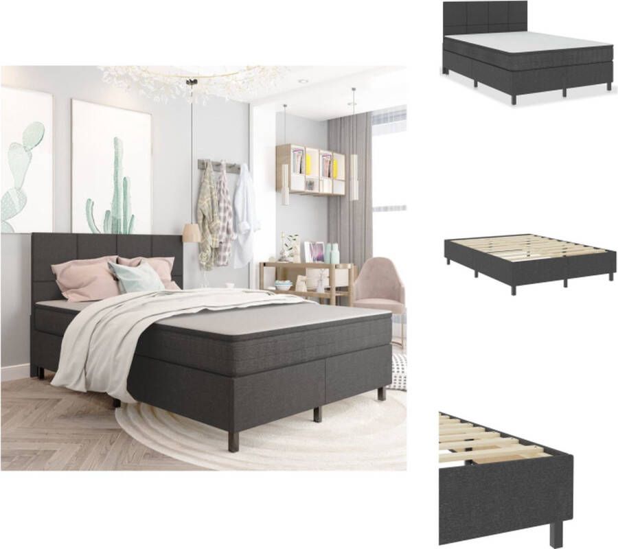 VidaXL Boxspring Bedframe Veermatras 201x180x116 cm Dik topmatras Kleur- donkergrijs Materiaal- stof (100% polyester) Montage vereist Bed - Foto 2