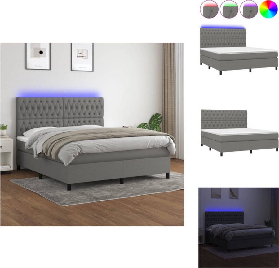 vidaXL Boxspring Dreamland 160 x 200 LED pocketvering Comfortabel en Duurzaam Bed