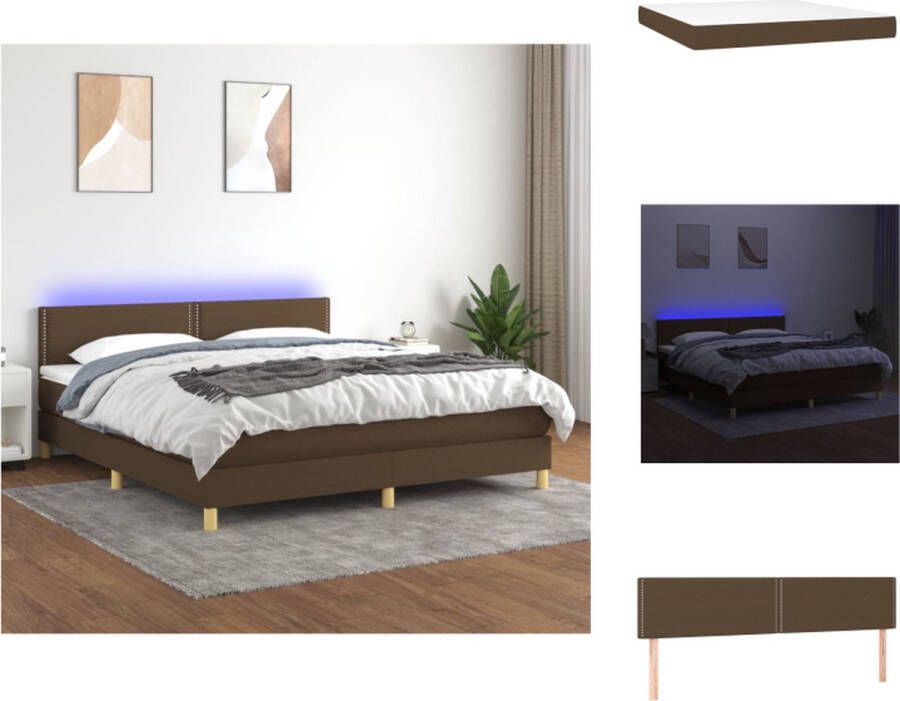 VidaXL Boxspring Elegance 180x200 cm Duurzaam stof Verstelbaar hoofdbord LED-verlichting Pocketvering matras Huidvriendelijk topmatras Bed