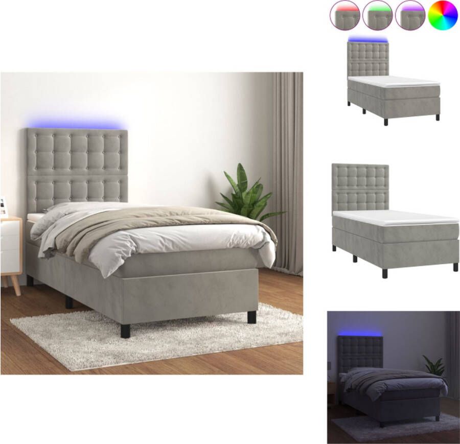 vidaXL Boxspring Fluwelen Bed 203 x 80 x 118 128 cm LED Pocketvering Huidvriendelijk Bed