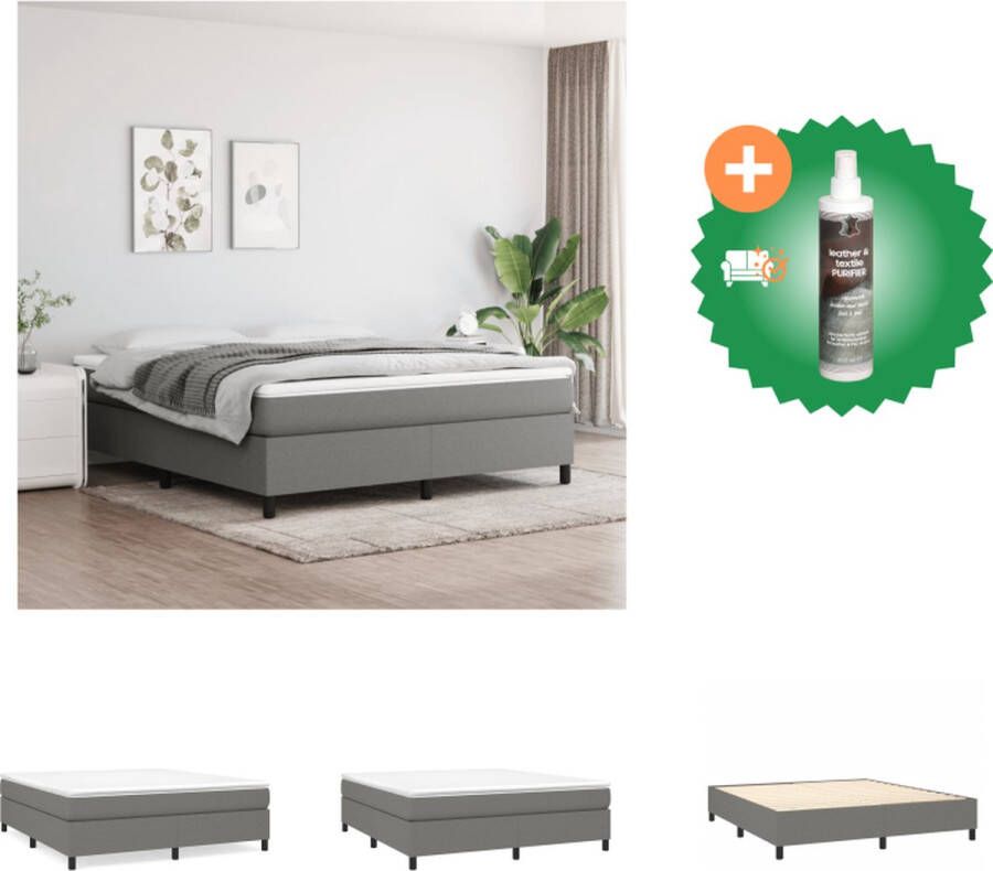 VidaXL Boxspringframe donkergrijs 203 x 180 x 25 cm stof multiplex Voor matras 180 x 200 cm Duurzaam materiaal Bed Inclusief Reiniger