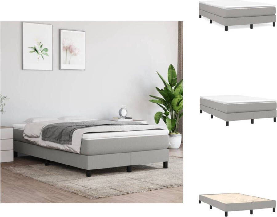 VidaXL Boxspring Frame Lichtgrijs 203 x 120 x 25 cm Duurzaam Stevige poten Multiplex lattenbodem Bed - Foto 2