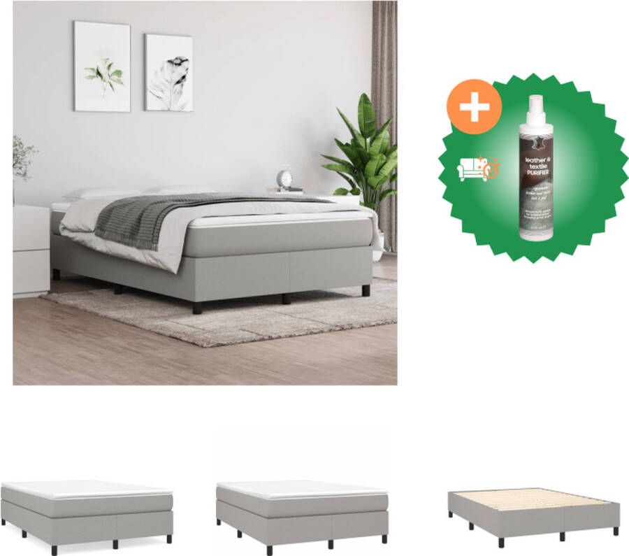 VidaXL Boxspring Frame Lichtgrijs 203x140x35 cm Duurzaam en ademend Met ondersteunende poten Inclusief montagehandleiding Geschikt voor 140x200 cm matras Bed Inclusief Reiniger