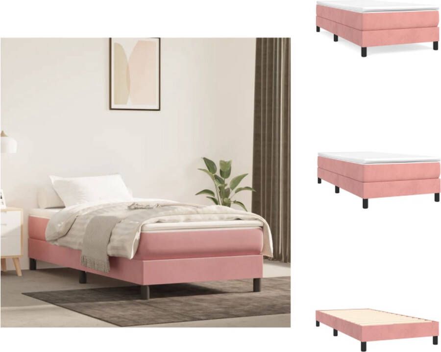 VidaXL Boxspring Frame Roze 203 x 100 x 25 cm Fluwelen Stof Multiplex Lattenbodem Bed