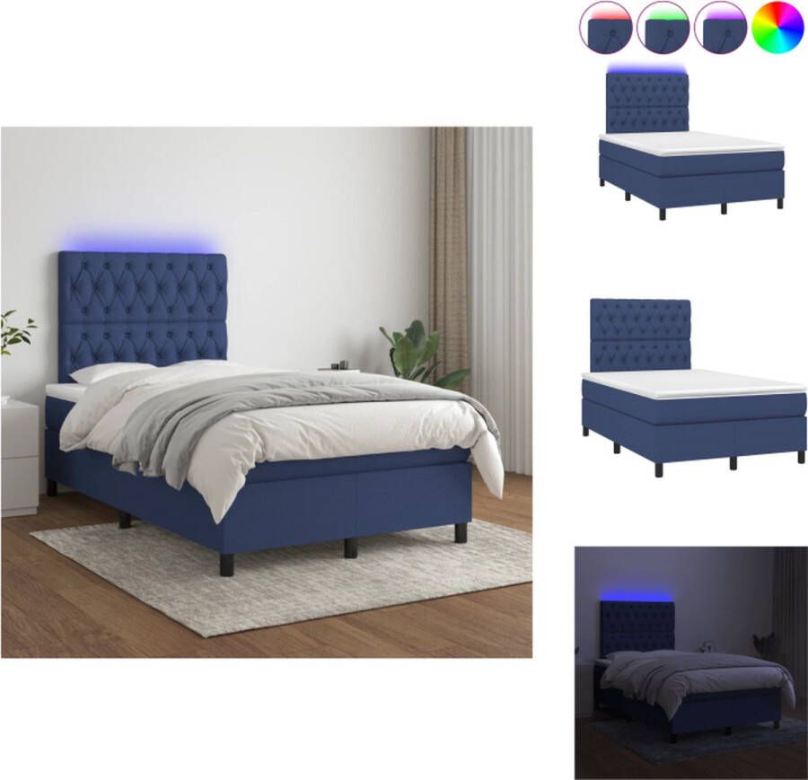 VidaXL Boxspring LED 120x200 blauw Bed - Foto 1