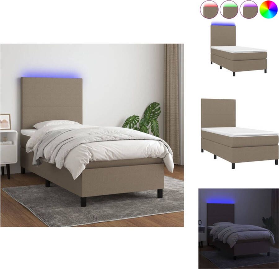 VidaXL Bed LED Kleurrijk 203 x 90 x 118 128 cm Duurzaam materiaal Verstelbaar hoofdbord Pocketvering matras Huidvriendelijk topmatras USB-aansluiting Bed - Foto 4