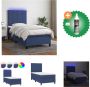 VidaXL Boxspring LED 203 x 90 x 118 128 cm Blauw Pocketvering matras Huidvriendelijk topmatras Bed Inclusief Reiniger - Thumbnail 2