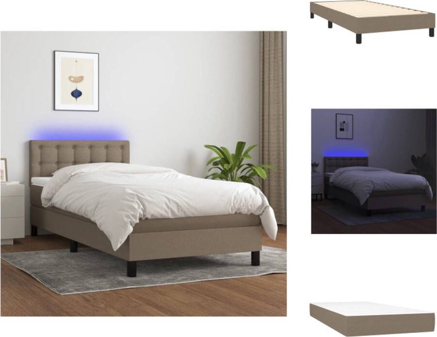 VidaXL Boxspring LED Bed 203 x 80 x 78 88 cm Duurzaam materiaal Verstelbaar hoofdbord Comfortabele ondersteuning Kleurrijke LED-verlichting Pocketvering matras Huidvriendelijk topmatras Geleverd met montagehandleiding Bed