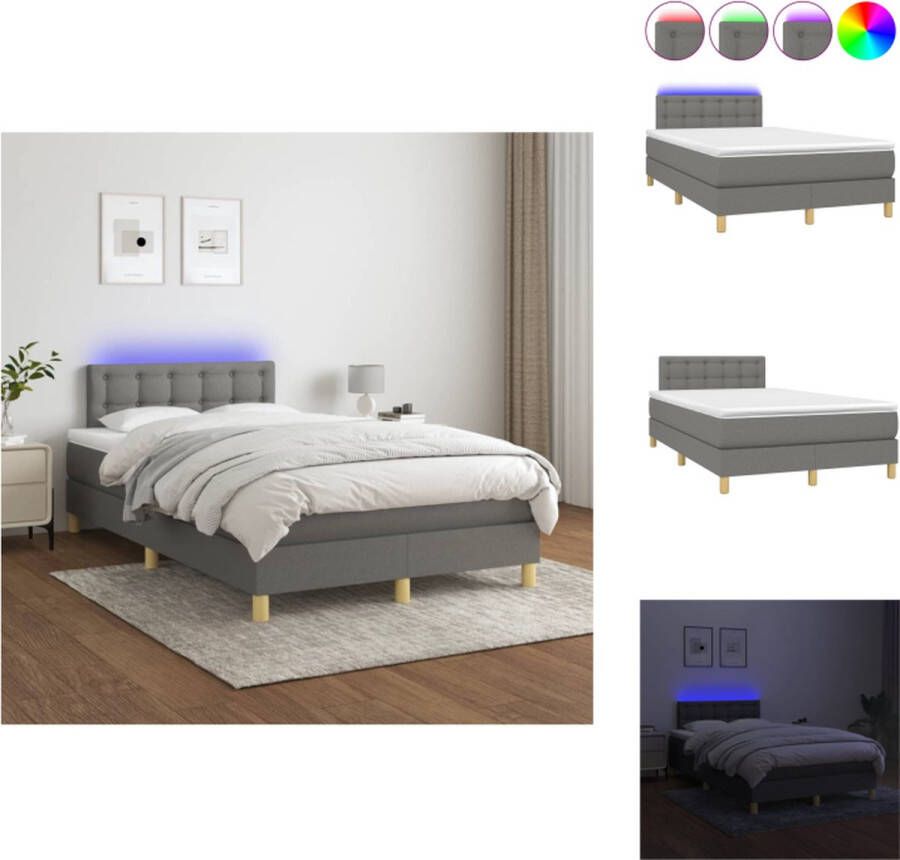 VidaXL Boxspring LED Bed 203x120x78 88cm Donkergrijs Bed