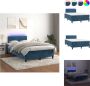 VidaXL Boxspring LED Fluwelen Hoofdbord Pocketvering Huidvriendelijk 203x120x78 88 Blauw Bed - Thumbnail 2
