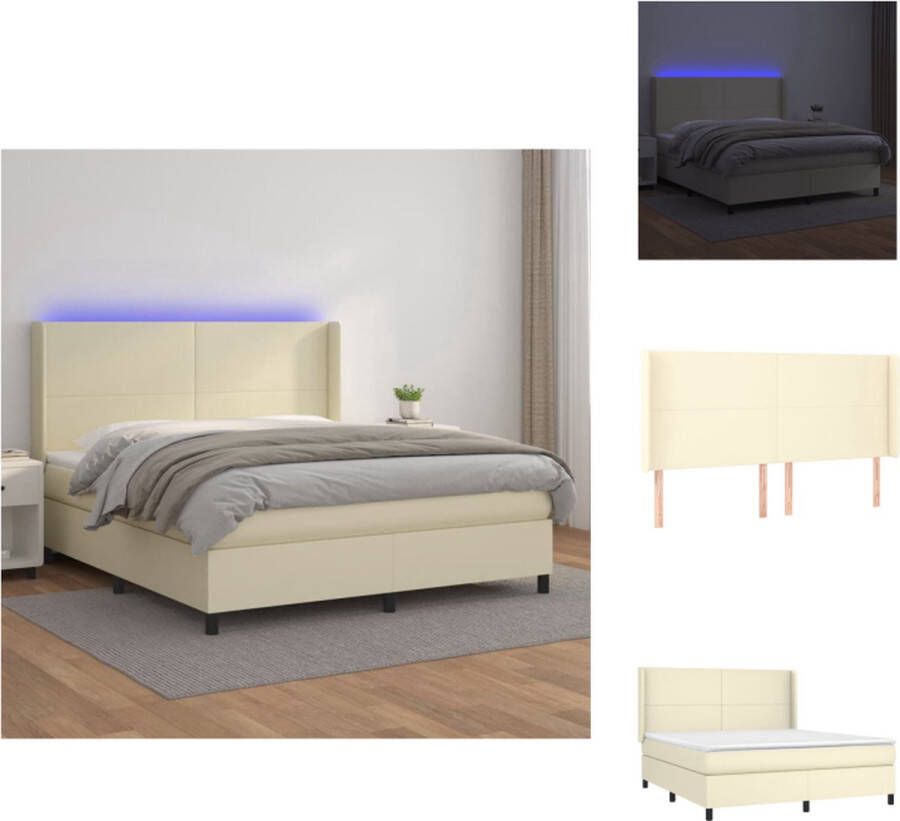 vidaXL Boxspring LED Kunstleer 203x183 cm Pocketvering Bed