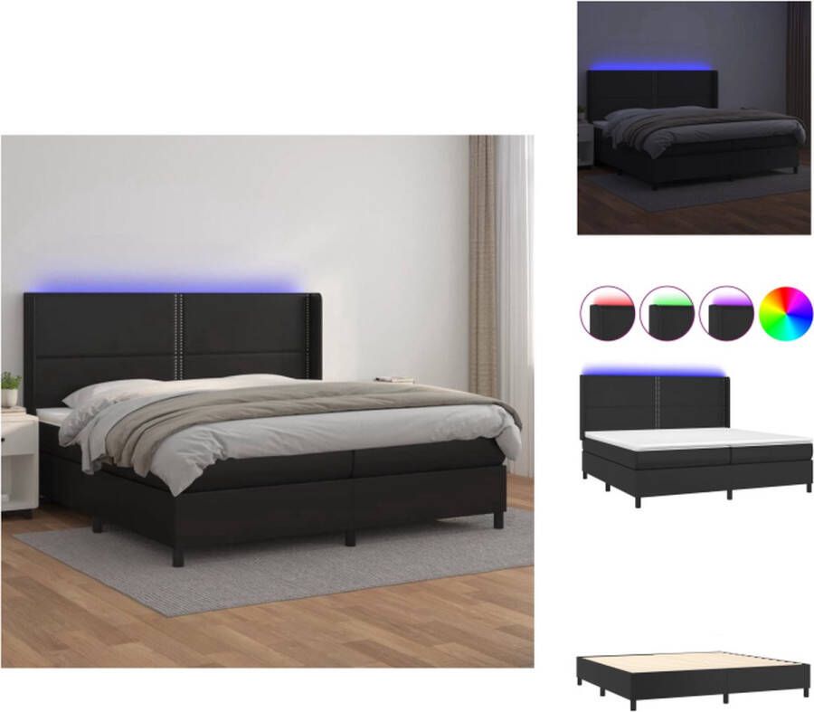 VidaXL Boxspring LED Kunstleer Pocketvering Huidvriendelijk Bed - Foto 1