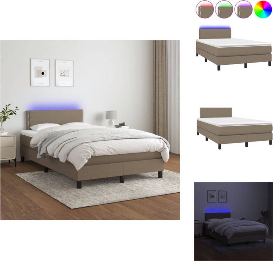 VidaXL Boxspring LED Pocketvering Huidvriendelijk 120x200 cm Taupe Bed