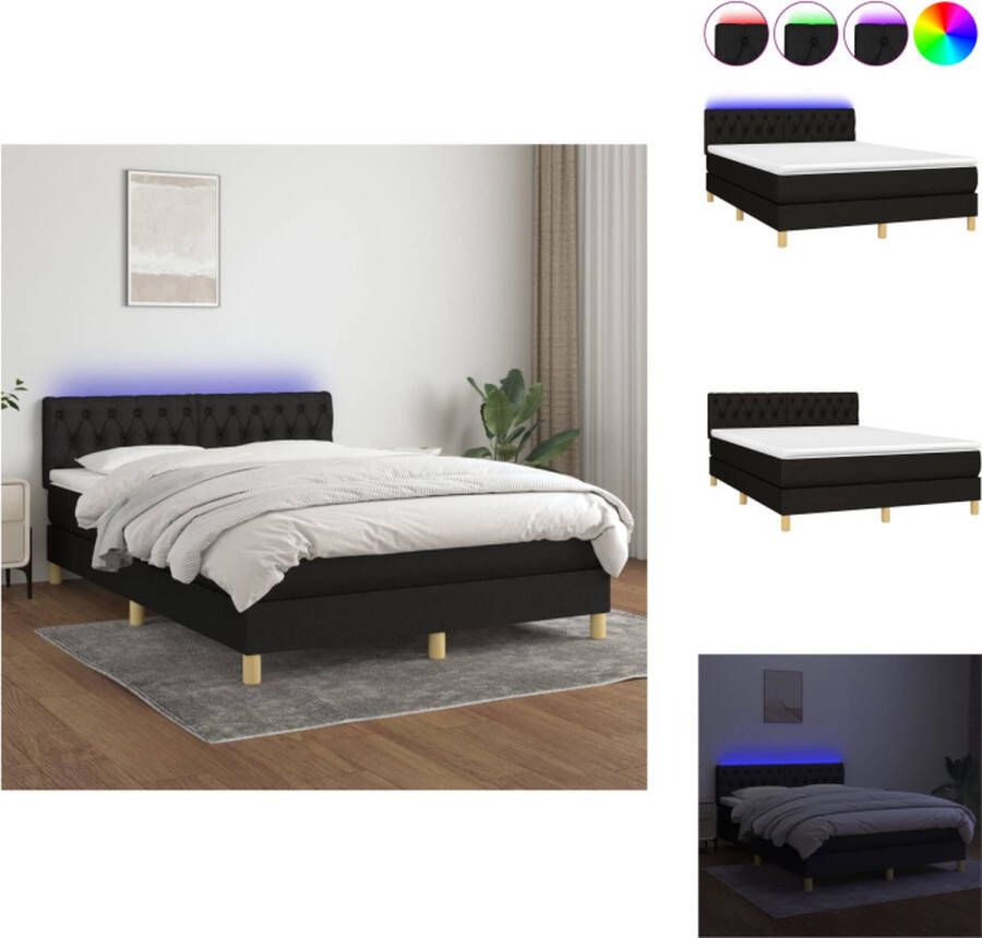 VidaXL Boxspring LED Pocketvering Huidvriendelijk 140x200 cm Bed - Foto 2