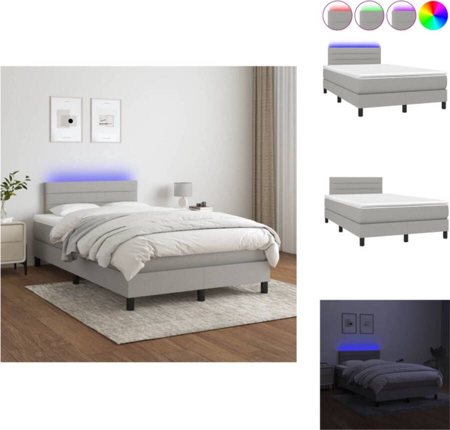 VidaXL Boxspring Bed Lichtgrijs 203 x 120 x 78 88 cm Verstelbaar hoofdbord LED-verlichting Pocketvering matras Huidvriendelijk topmatras Inclusief montagehandleiding and USB-aansluiting Bed - Foto 4