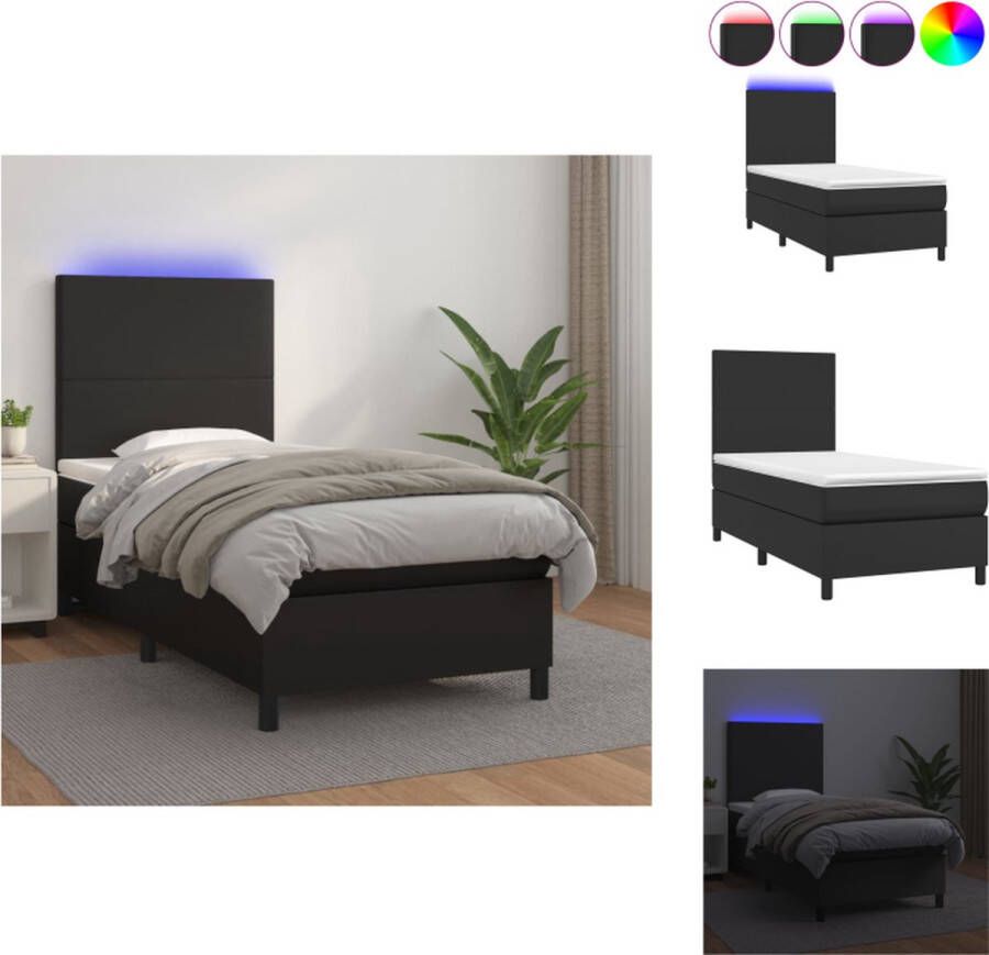 VidaXL Boxspring Luxe 203x100 cm LED-verlichting Kunstleer Bed