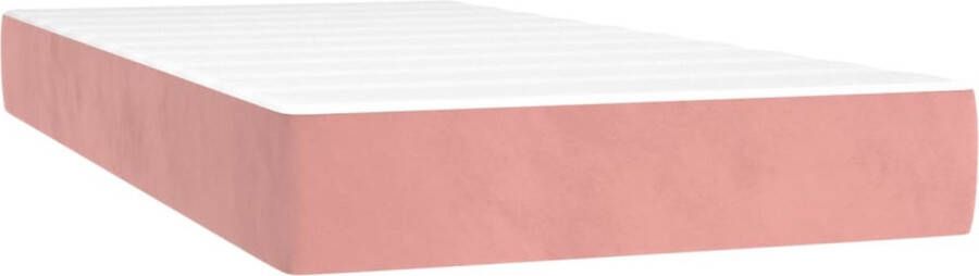 VidaXL Boxspring Luxe roze fluwelen bed 203x100x78 88 cm Verstelbaar hoofdbord Kleurrijke LED-verlichting Pocketvering matras Huidvriendelijk topmatras Inclusief montagehandleiding Bed Inclusief Reiniger