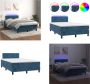 VidaXL Boxspring met matras en LED fluweel donkerblauw 120x200 cm Boxspring Boxsprings Bed Slaapmeubel - Thumbnail 1