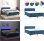 VidaXL Boxspring met matras en LED fluweel donkerblauw 140x190 cm Boxspring Boxsprings Bed Slaapmeubel - Thumbnail 2