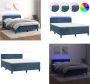 VidaXL Boxspring met matras en LED fluweel donkerblauw 140x190 cm Boxspring Boxsprings Bed Slaapmeubel - Thumbnail 1