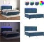 VidaXL Boxspring met matras en LED fluweel donkerblauw 200x200 cm Boxspring Boxsprings Bed Slaapmeubel - Thumbnail 2