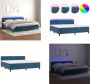 VidaXL Boxspring met matras en LED fluweel donkerblauw 200x200 cm Boxspring Boxsprings Bed Slaapmeubel - Thumbnail 1