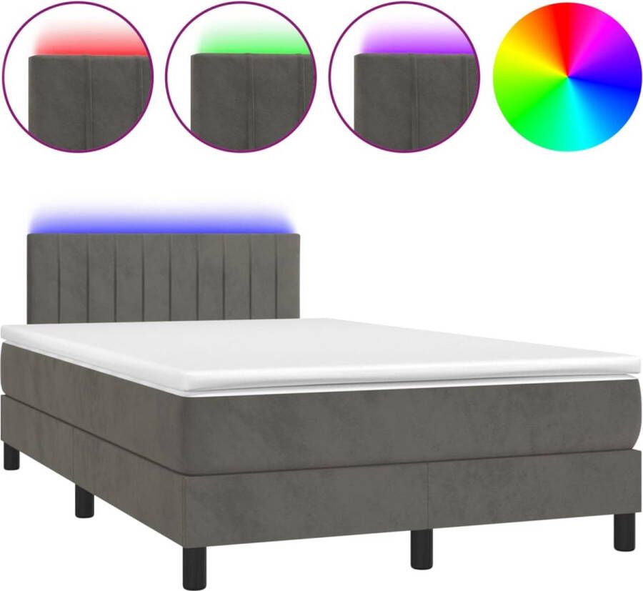 VidaXL -Boxspring-met-matras-en-LED-fluweel-donkergrijs-120x200-cm