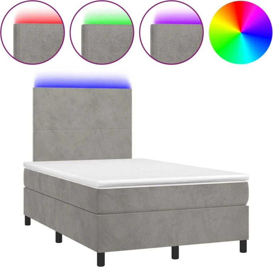 VidaXL -Boxspring-met-matras-en-LED-fluweel-lichtgrijs-120x190-cm - Foto 2