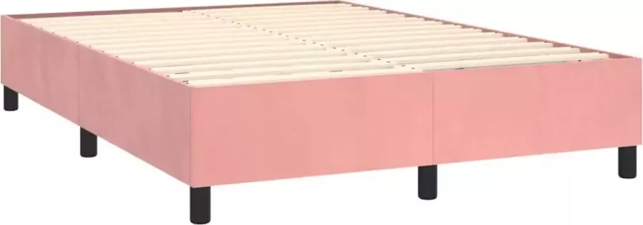 VidaXL -Boxspring-met-matras-en-LED-fluweel-roze-140x190-cm - Foto 4