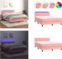 VidaXL Boxspring met matras en LED fluweel roze 140x200 cm Boxspring Boxsprings Bed Slaapmeubel - Thumbnail 2