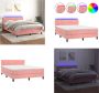 VidaXL Boxspring met matras en LED fluweel roze 140x200 cm Boxspring Boxsprings Bed Slaapmeubel - Thumbnail 3