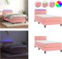 VidaXL Boxspring met matras en LED fluweel roze 90x190 cm Boxspring Boxsprings Bed Slaapmeubel - Thumbnail 2