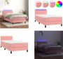 VidaXL Boxspring met matras en LED fluweel roze 90x190 cm Boxspring Boxsprings Bed Slaapmeubel - Thumbnail 1
