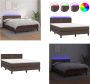 VidaXL Boxspring met matras en LED kunstleer bruin 140x200 cm Boxspring Boxsprings Bed Slaapmeubel - Thumbnail 1