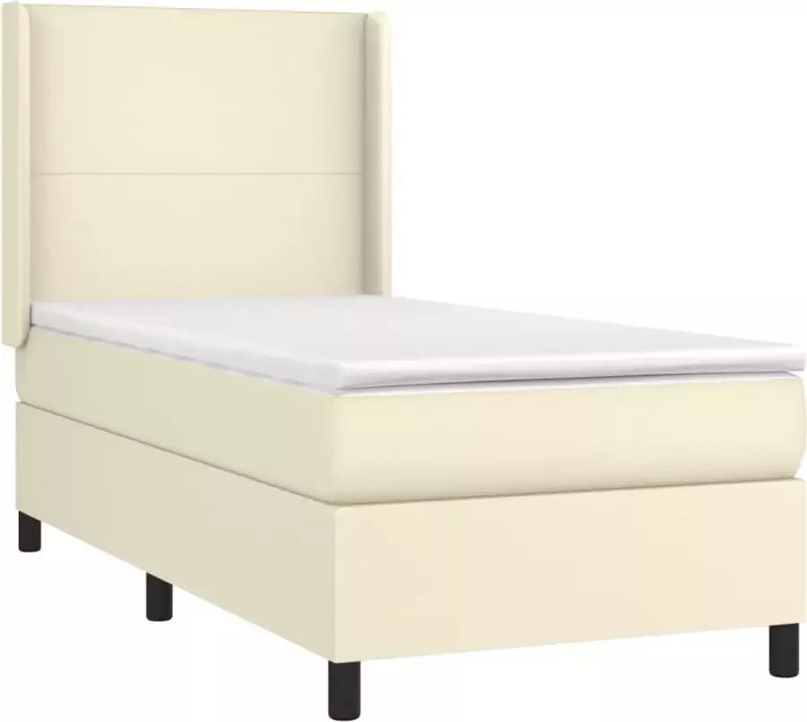VidaXL Boxspring met matras en LED kunstleer crèmekleurig 90x190 cm - Foto 4