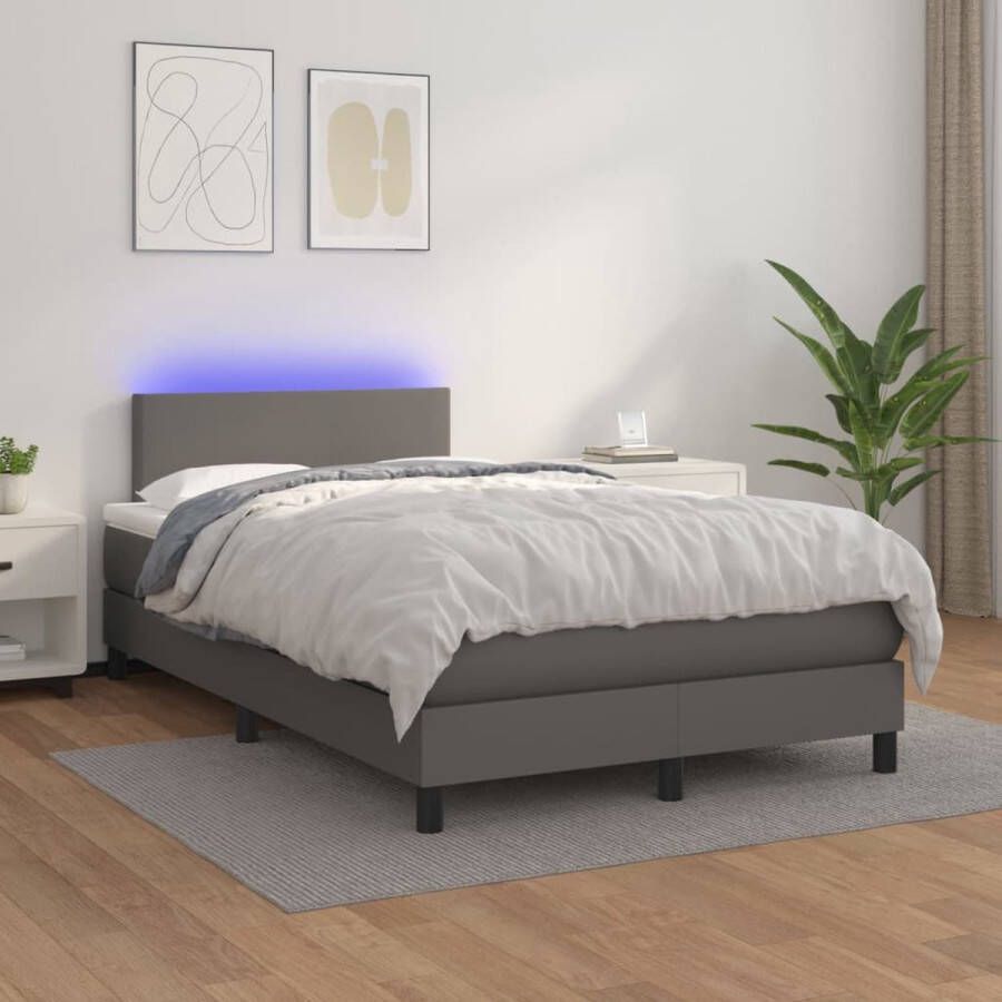VidaXL -Boxspring-met-matras-en-LED-kunstleer-grijs-120x200-cm - Foto 2