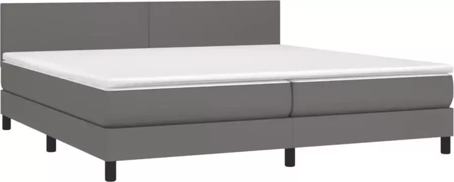 VidaXL -Boxspring-met-matras-en-LED-kunstleer-grijs-200x200-cm - Foto 3