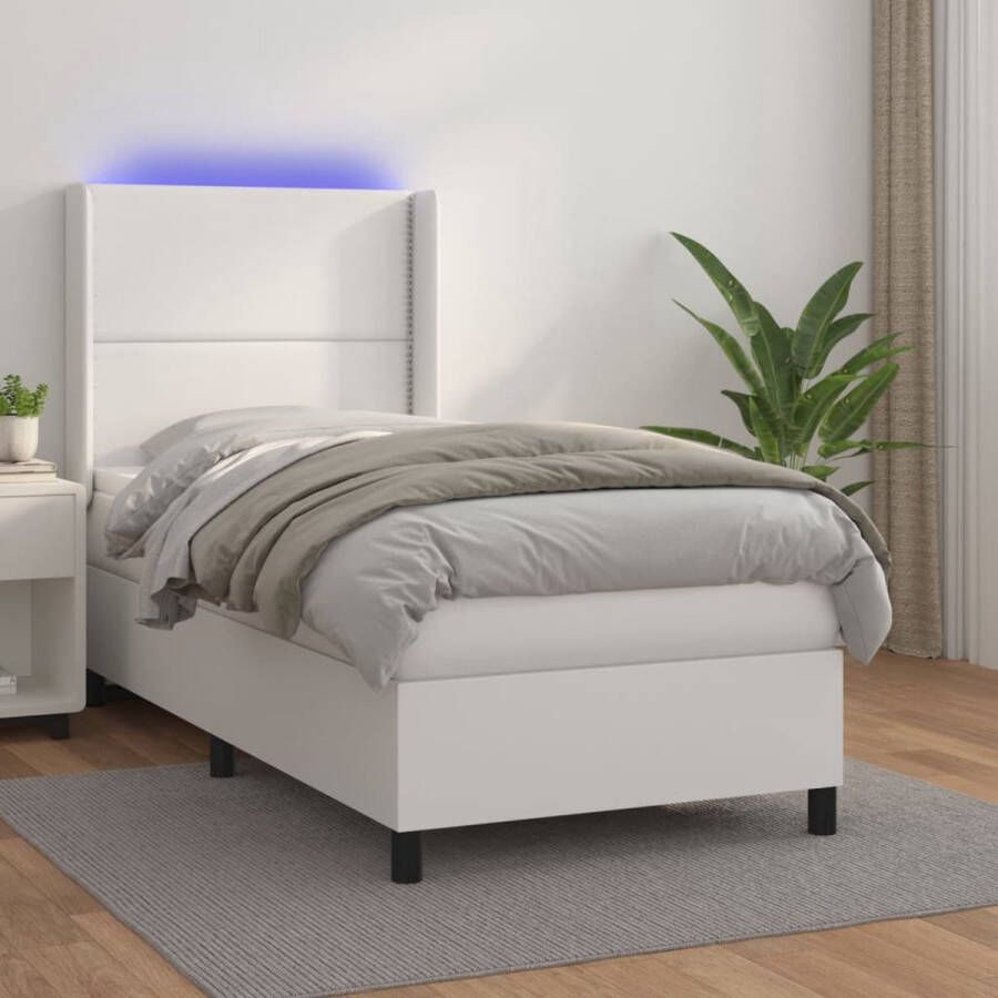 VidaXL -Boxspring-met-matras-en-LED-kunstleer-wit-100x200-cm - Foto 3